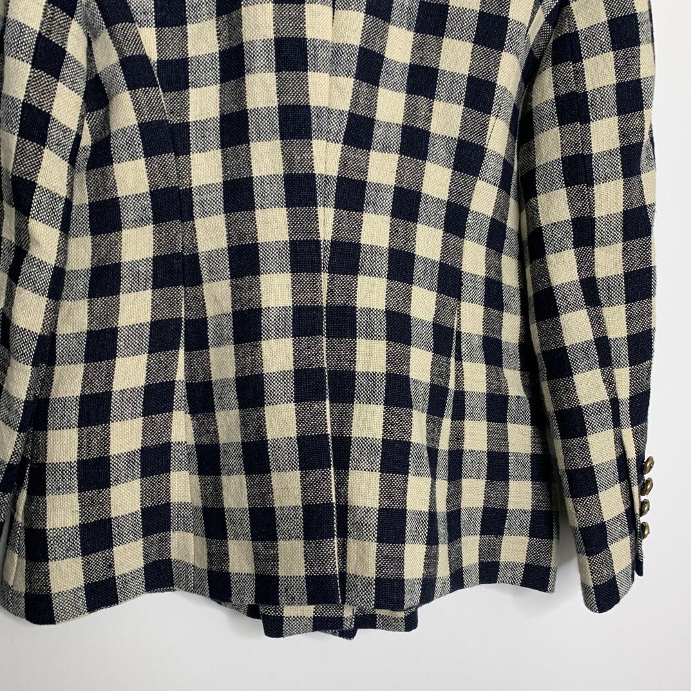 Smythe Women's Double Breasted Min Plaid Blazer Navy Check Size 6 - Picture 10 of 14